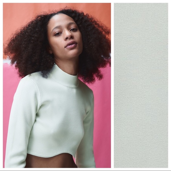 NWT. Zara Light Green Knit Crop Top. Size M. - Picture 4 of 9